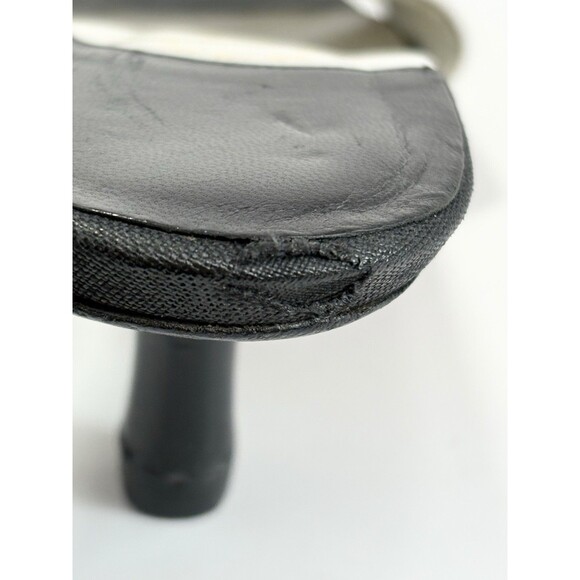 Chanel Kitten Heels Black Canvas w/ White Embroidery Vintage Y2K Sz EU 35.5 - Picture 10 of 14